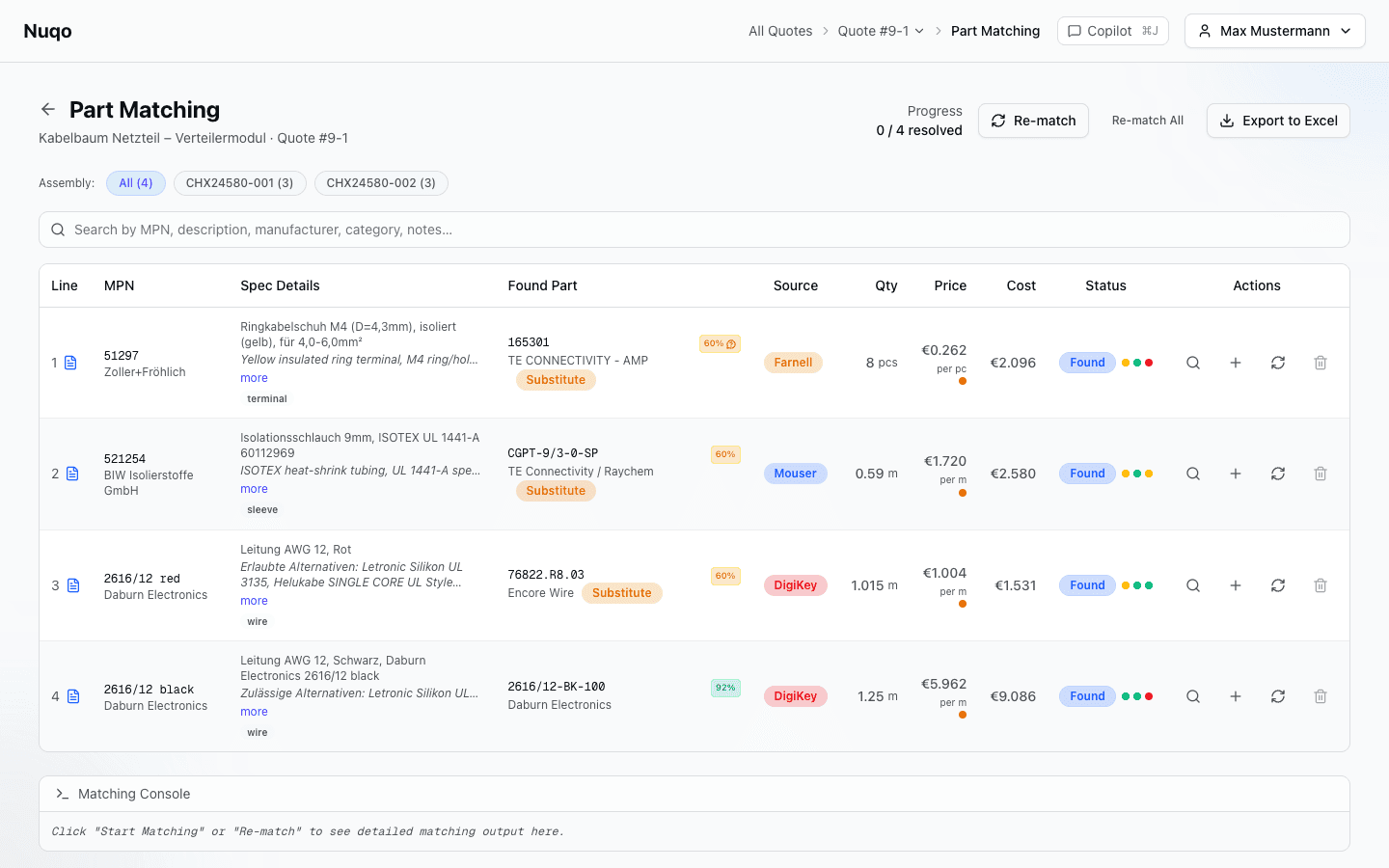 Quote review and BOM validation in Nuqo